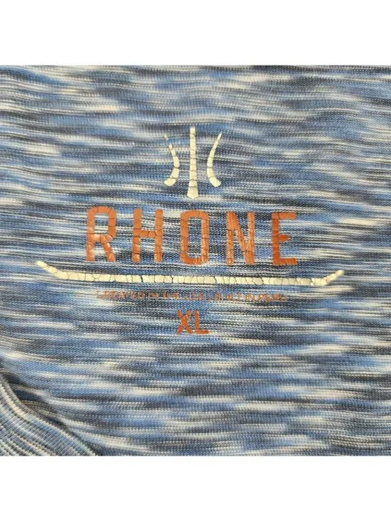 Rhone Shirt Mens XL Blue Heathered Henley Long Sleeve Stretch - Picture 3 of 7